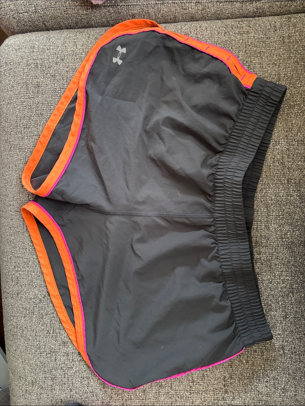 Under Armour Black Shorts with Orange and Pink Trim